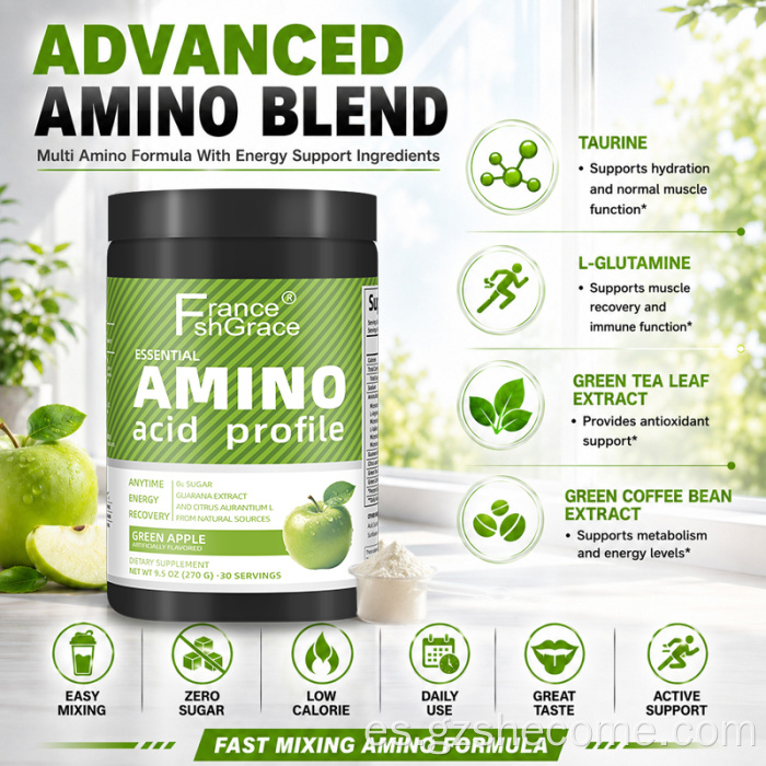 Shecome Aminoácido Polvo Recuperación Energética Sabor Manzana